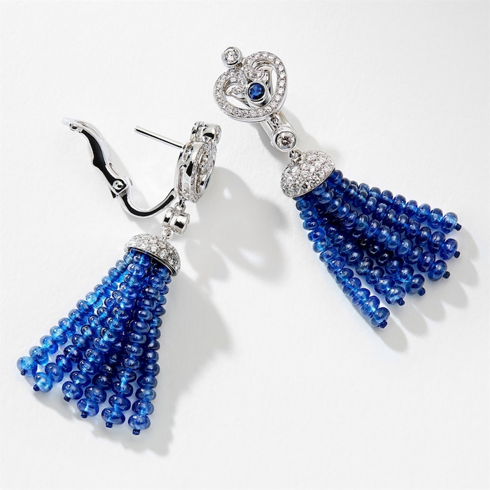 Fabergé Fabergé Imperial Impératrice 18ct White Gold & Blue Sapphire Tassel Earrings