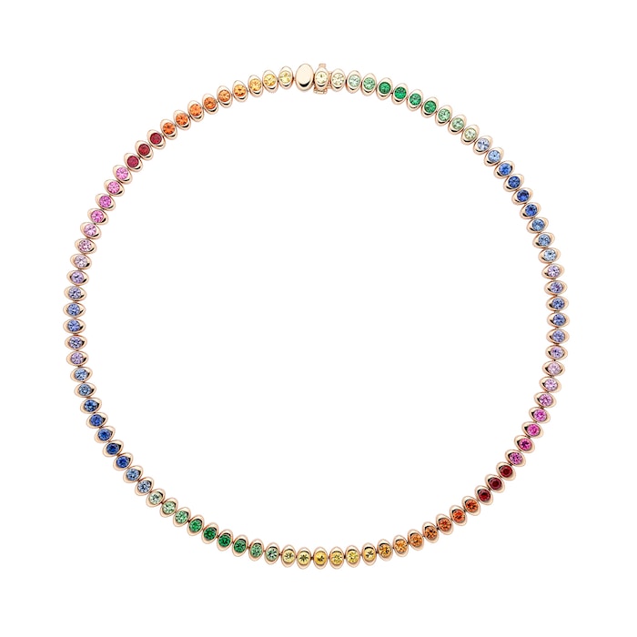 Fabergé Colours of Love Cosmic Curve 18ct Rose Gold Multistone Necklace