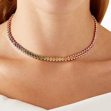 Fabergé Colours of Love Cosmic Curve 18ct Rose Gold Multistone Necklace