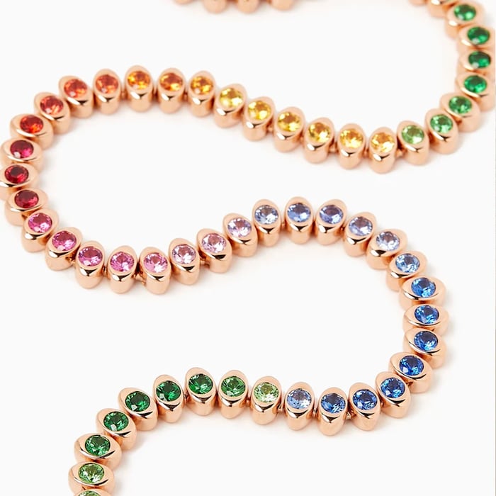 Fabergé Colours of Love Cosmic Curve 18ct Rose Gold Multistone Necklace