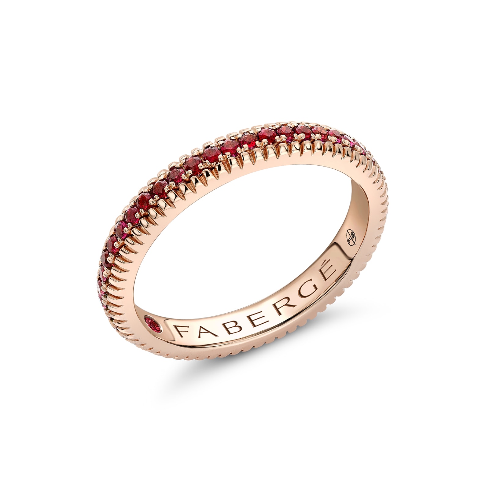 Fabergé Colours of Love 18ct Rose Gold Ruby Fluted Eternity Ring