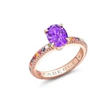 Fabergé Colours of Love 18ct Rose Gold Purple Sapphire Fluted Ring with Mulitcoloured Gemstone Shoulders