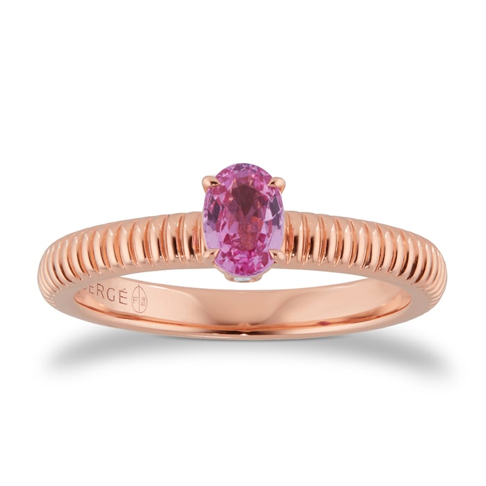 Fabergé Colours of Love 18ct Rose Gold Pink Sapphire Fluted Ring