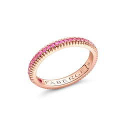 37280218 - Colours of Love 18ct Rose Gold Pink Sapphire Fluted Eternity Ring
