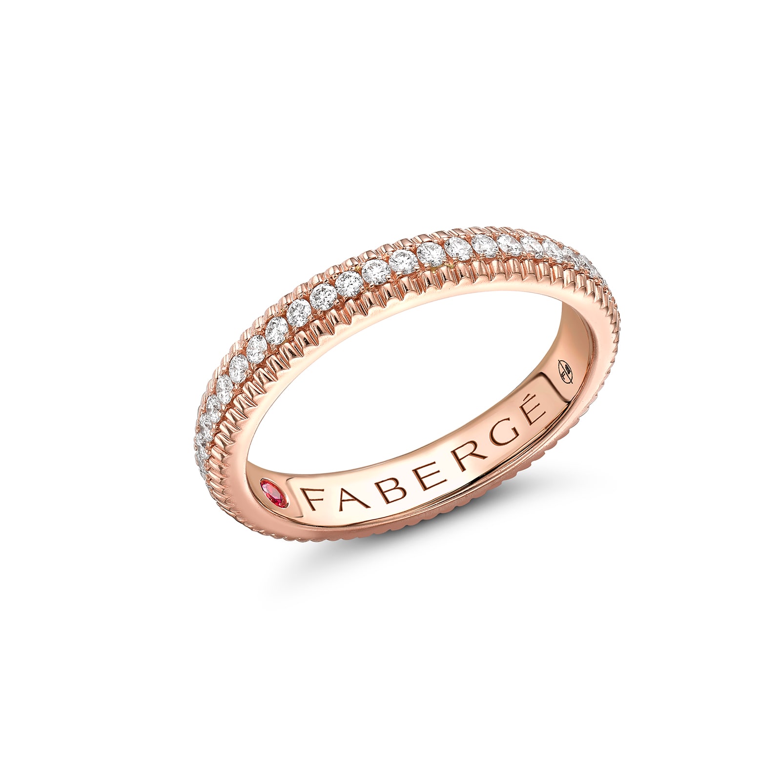 Colours of Love 18ct Rose Gold 0.43ct Diamond Fluted Eternity Ring - Ring Size M