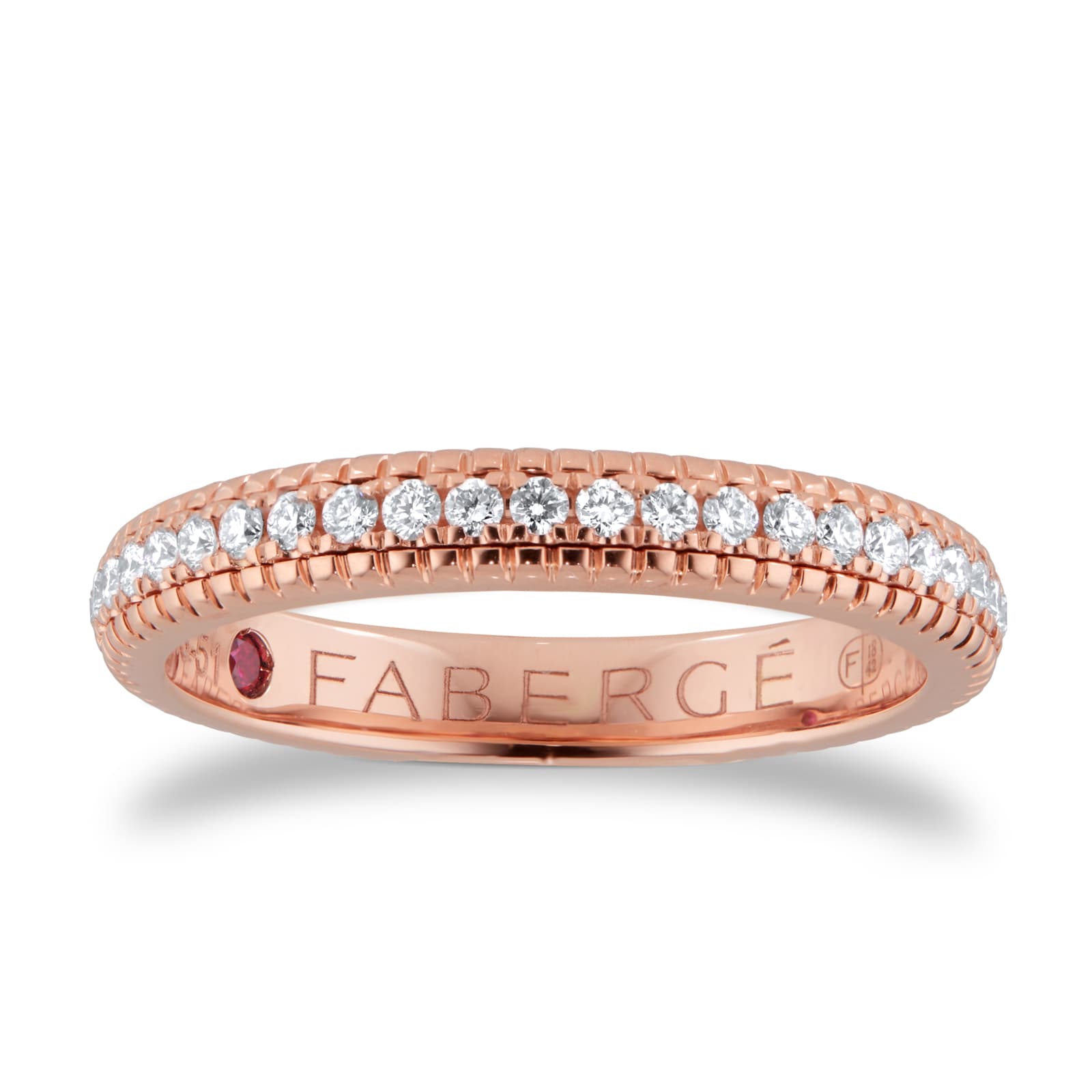 Fabergé Love By Faberge 18ct Rose Gold 0.43ct Diamond Fluted Eternity Ring