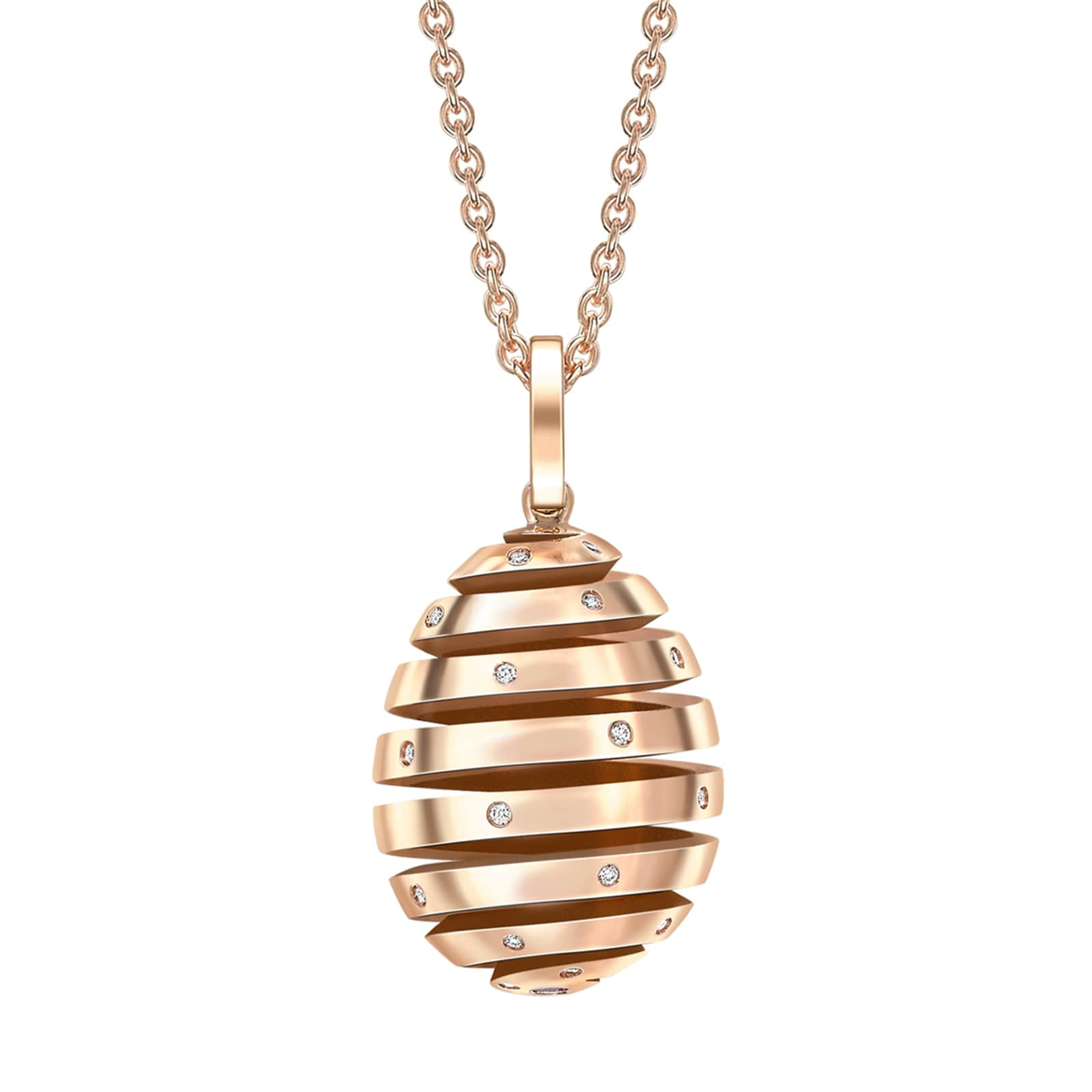 Fabergé Fabergé Essence 18ct Rose Gold Spiral Egg Pendant