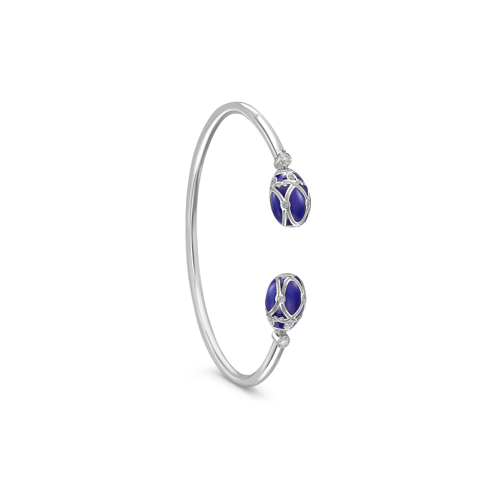 Heritage 18ct White Gold Diamond & Royal Blue Guilloché Enamel Bracelet