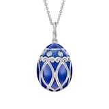 Fabergé Heritage Palais 18ct White Gold Diamond & Royal Blue Guilloché Enamel Egg Pendant