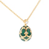 Fabergé Heritage 18ct Yellow Gold Diamond & Green Guilloché Enamel Petit Egg Pendant