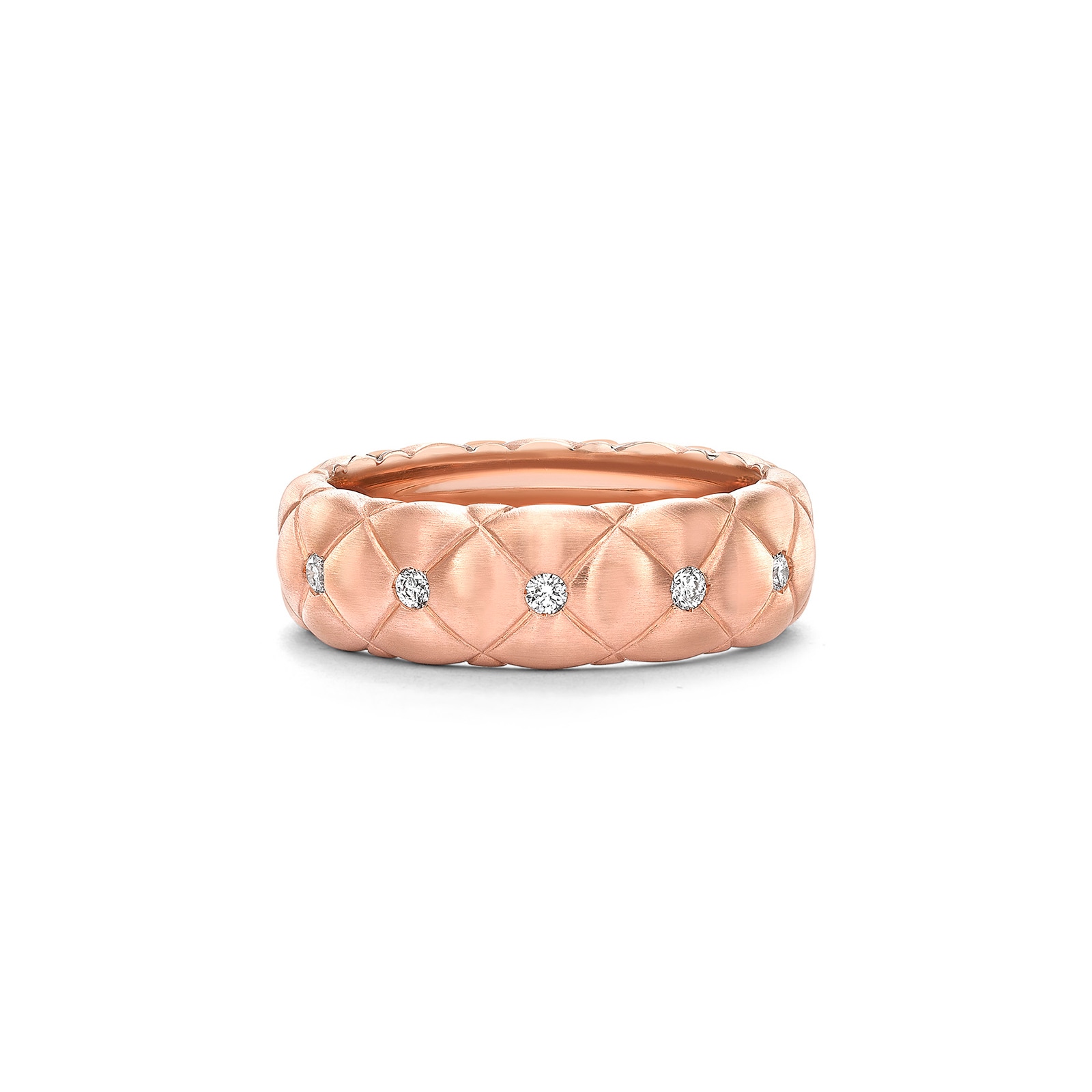 Fabergé Treillage Brushed 18ct Rose Gold & 0.18ct Diamond Ring