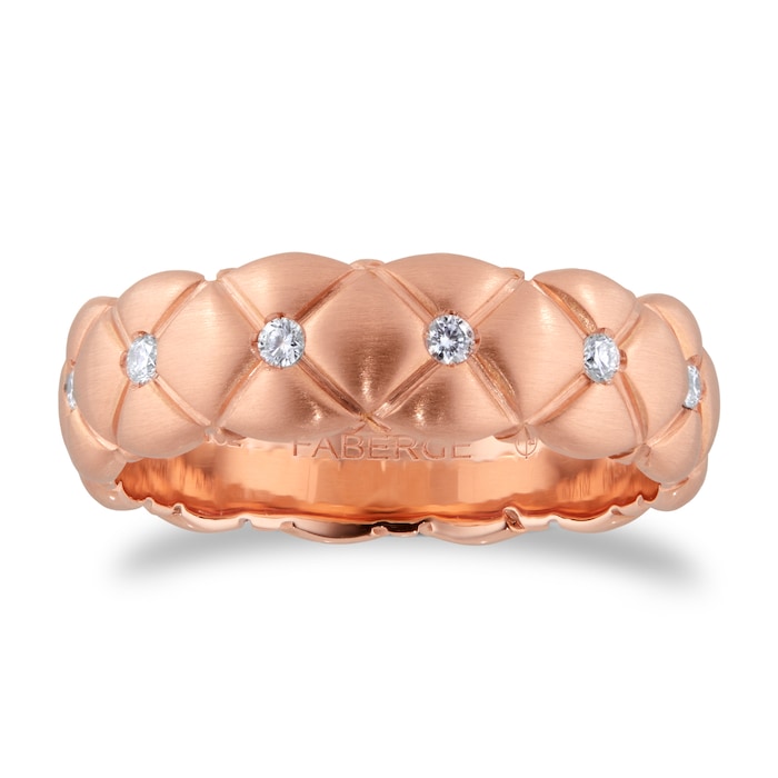 Fabergé Treillage Brushed 18ct Rose Gold & 0.18ct Diamond Ring