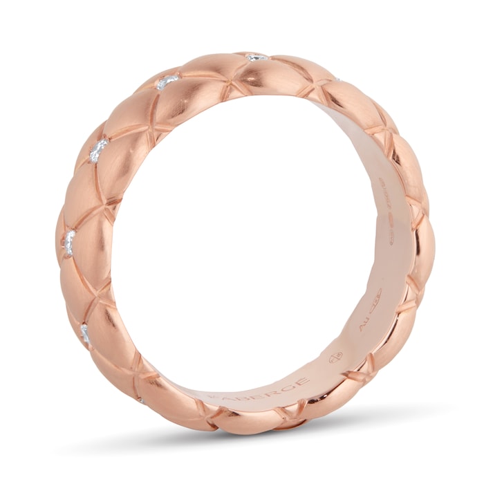 Fabergé Treillage Brushed 18ct Rose Gold & 0.18ct Diamond Ring