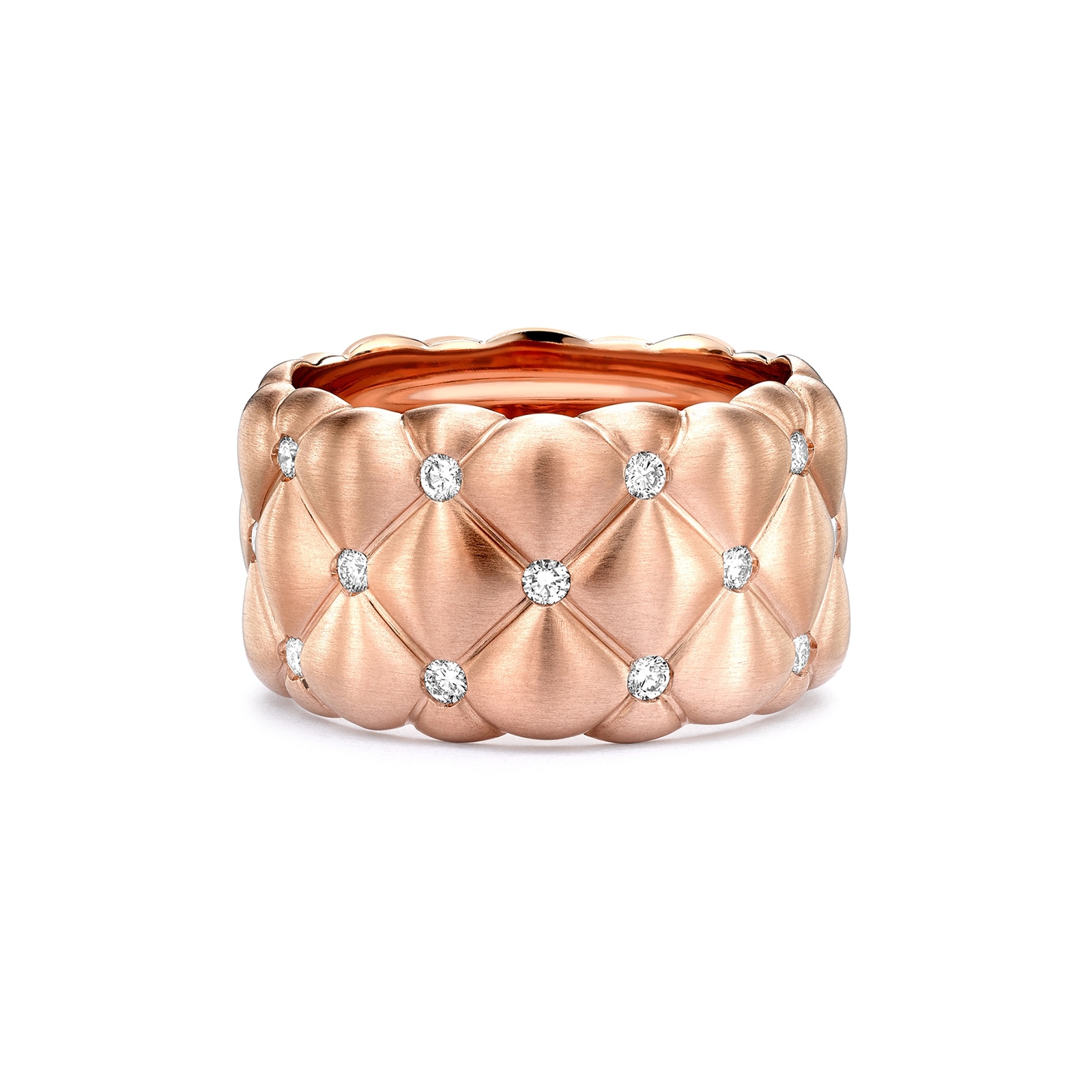 Treillage Brushed 18ct Rose Gold & 0.41ct Diamond Grande Ring - Ring Size N