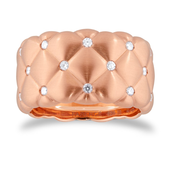 Fabergé Treillage Brushed 18ct Rose Gold & 0.41ct Diamond Grande Ring