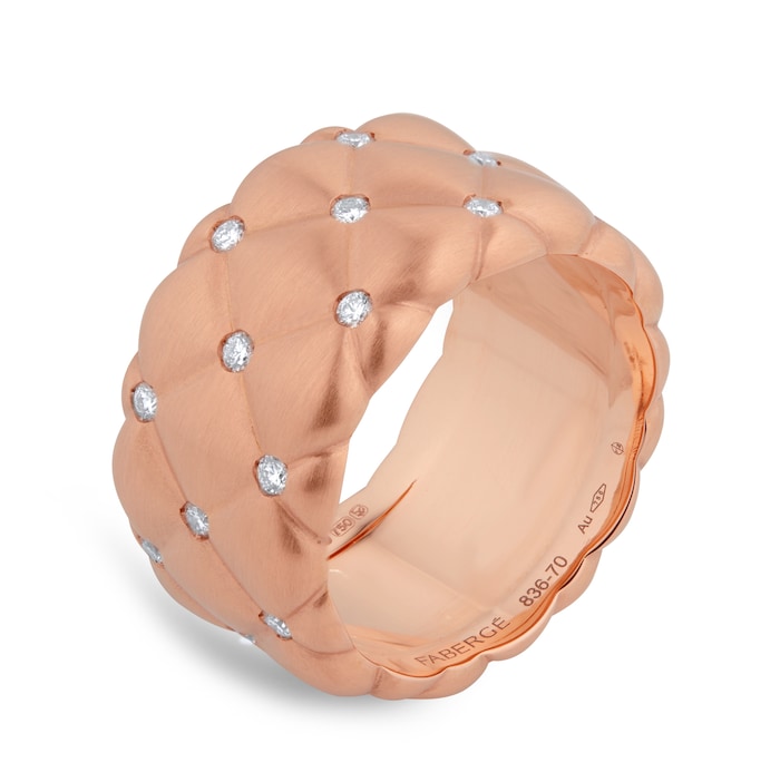 Fabergé Treillage Brushed 18ct Rose Gold & 0.41ct Diamond Grande Ring