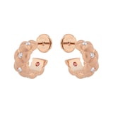 Fabergé Treillage Brushed 18ct Rose Gold & 0.25ct Diamond Huggie Hoop Earrings