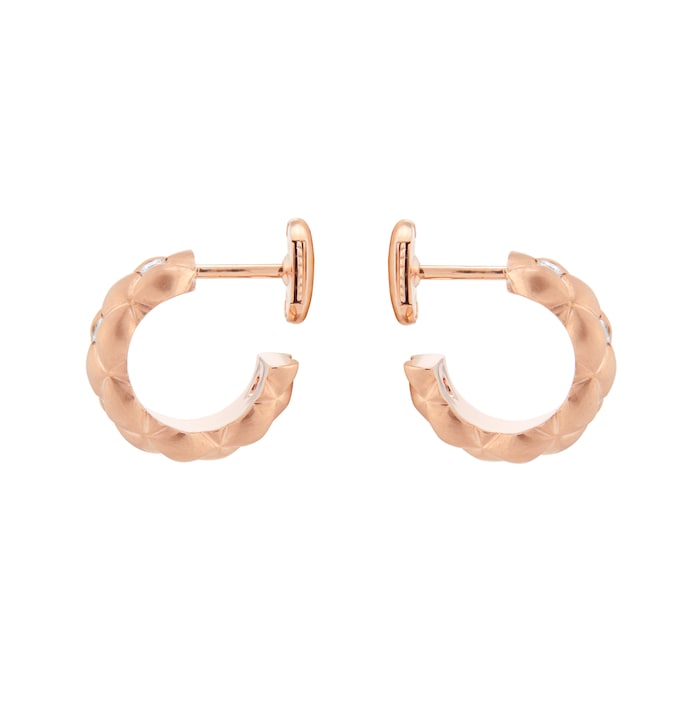 Fabergé Treillage Brushed 18ct Rose Gold & 0.25ct Diamond Huggie Hoop Earrings