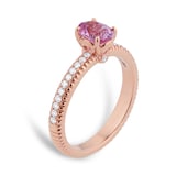 Fabergé Colours of Love 18ct Rose Gold Pink Sapphire Fluted Ring with Diamond Shoulders