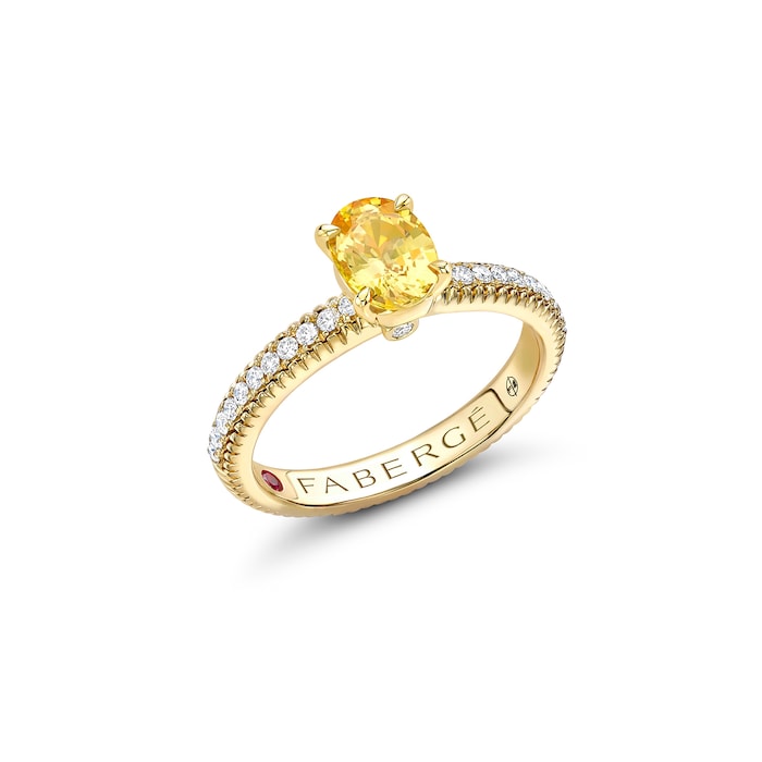 Fabergé Colours of Love 18ct Yellow Gold Yellow Sapphire Fluted Ring with Diamond Shoulders