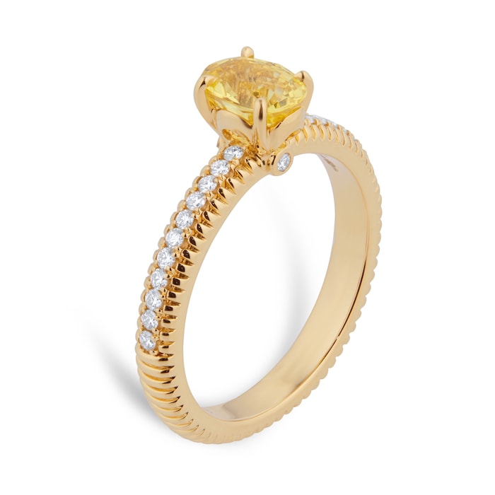 Fabergé Colours of Love 18ct Yellow Gold Yellow Sapphire Fluted Ring with Diamond Shoulders