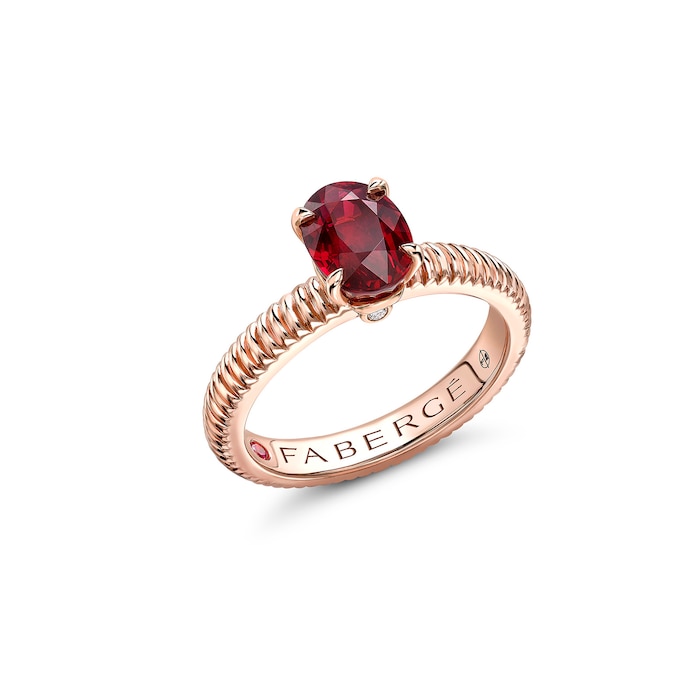 Fabergé Colours of Love 18ct Rose Gold Ruby Fluted Ring