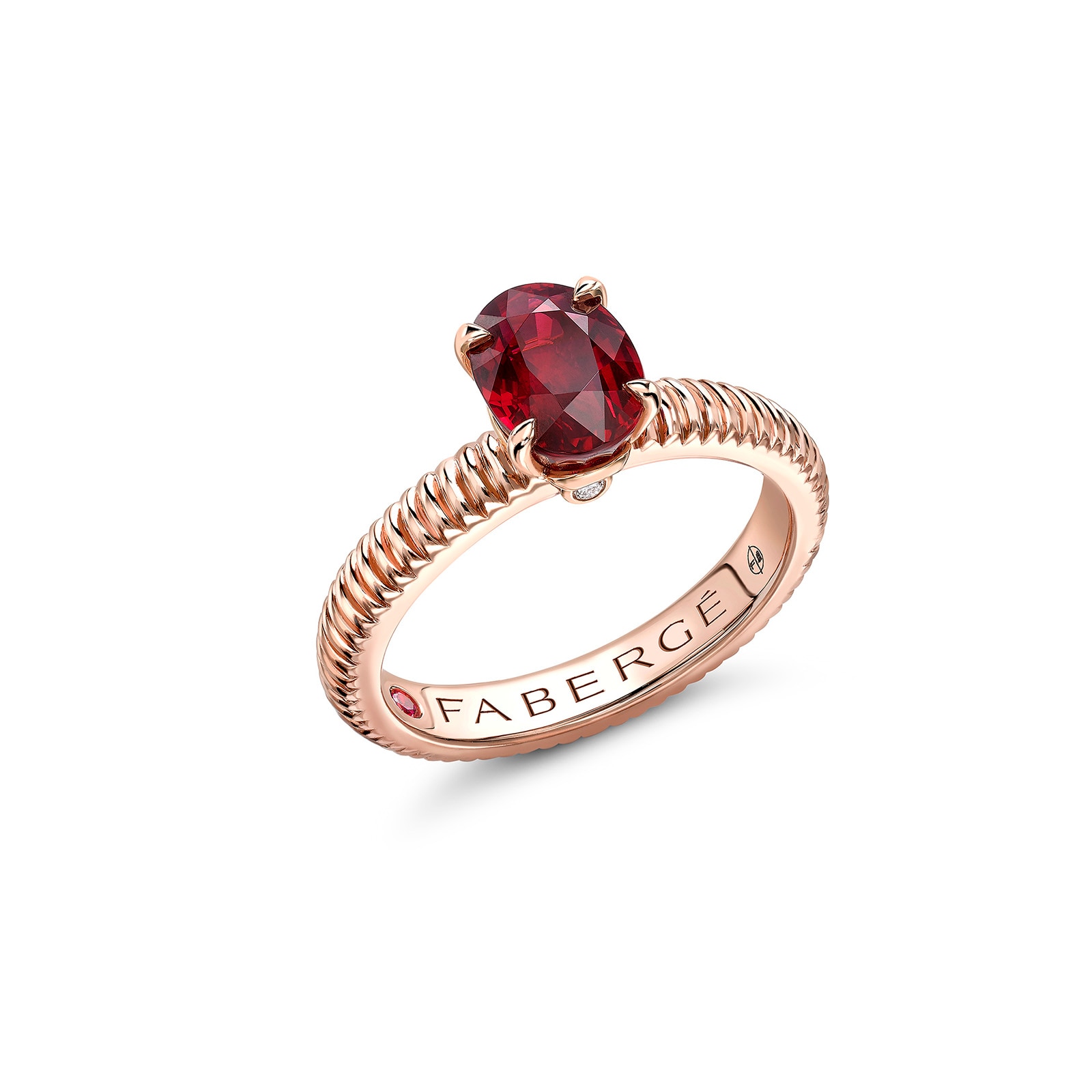 Fabergé Colours of Love 18ct Rose Gold Ruby Fluted Ring