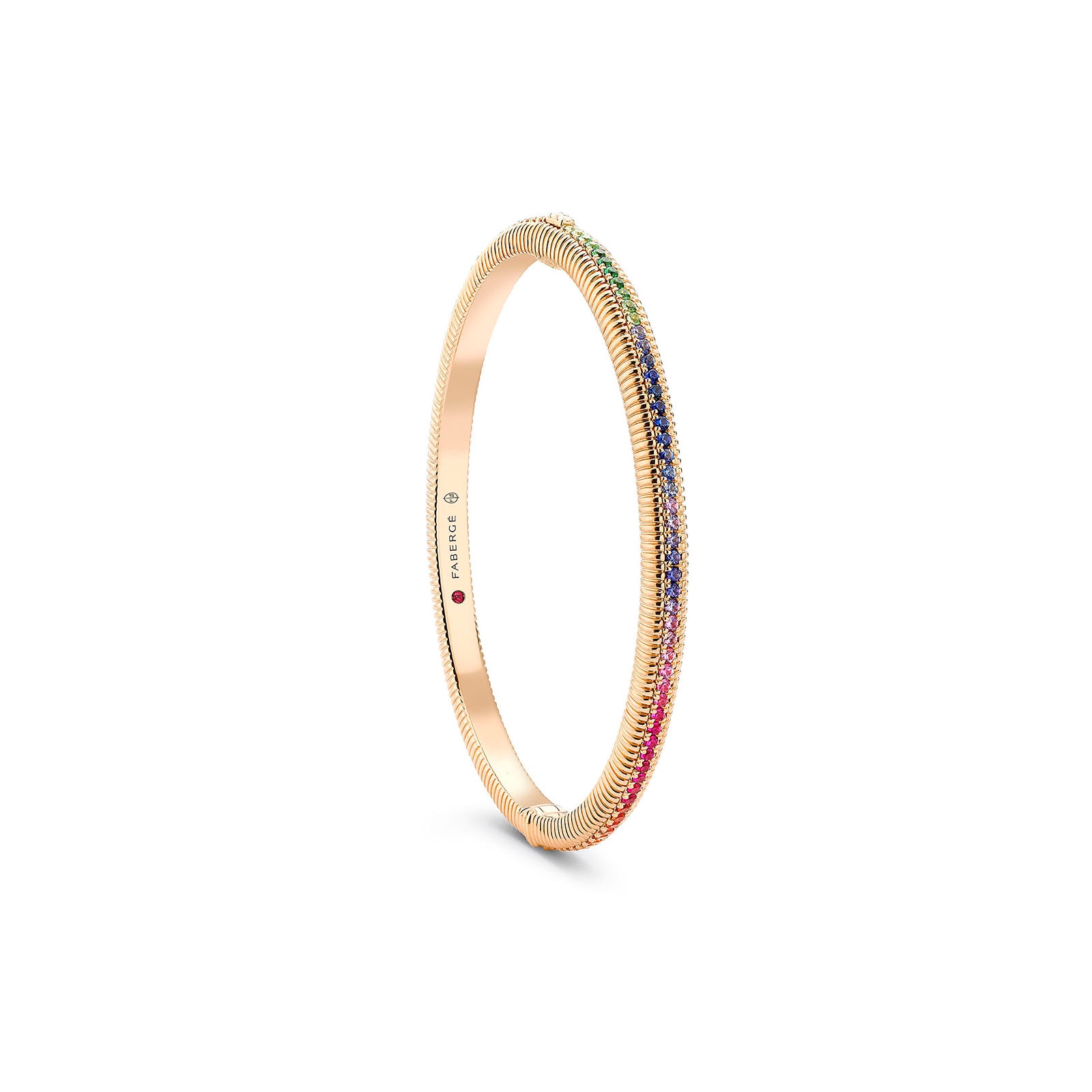 Colours of Love 18ct Rose Gold Rainbow Fluted Bracelet