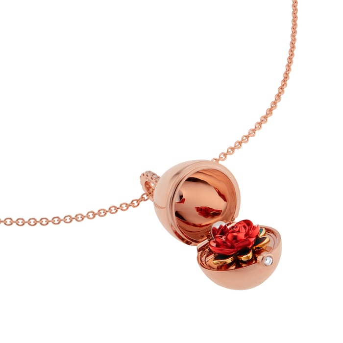 Fabergé Fabergé Essence 18ct Rose Gold Diamond & Ruby Rose Surprise Locket