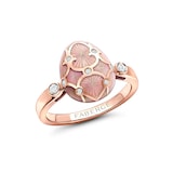 Fabergé Heritage 18ct Rose Gold Diamond & Pink Guilloché Enamel Egg Ring