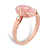 Fabergé Heritage 18ct Rose Gold Diamond & Pink Guilloché Enamel Egg Ring