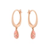 Fabergé Heritage 18ct Rose Gold Diamond & Pink Guilloché Enamel Hoop Drop Earrings