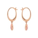 Fabergé Heritage 18ct Rose Gold Diamond & Pink Guilloché Enamel Hoop Drop Earrings