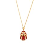 Fabergé Heritage 18ct Yellow Gold Diamond & Red Guilloché Enamel Petit Egg Pendant