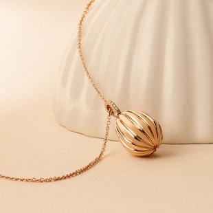 Fabergé Colours of Love 18ct Rose Gold Diamond & Ruby 180 Egg Pendant