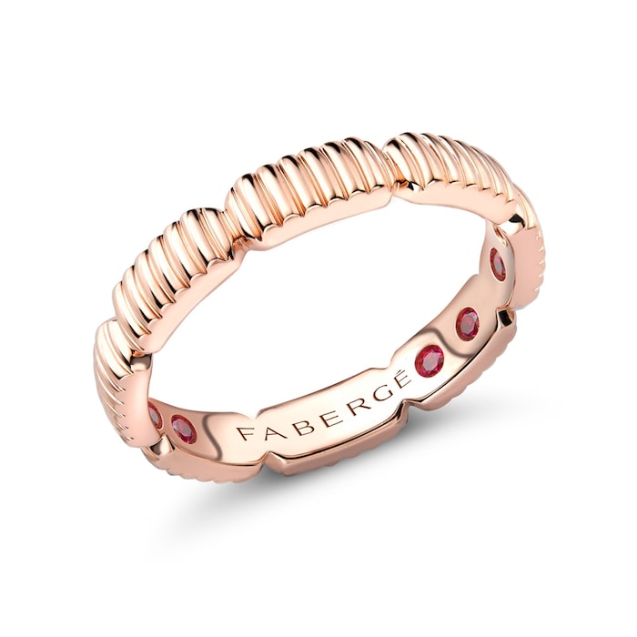Fabergé Colours of Love 18ct Rose Gold Fluted Ring with Hidden Rubies