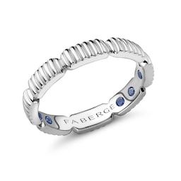 37280259 - Colours of Love 18ct White Gold Fluted Ring with Hidden Sapphires