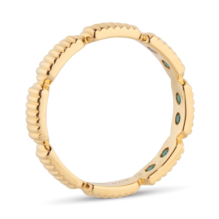 Fabergé Colours of Love 18ct Yellow Gold Fluted Ring with Hidden Emeralds