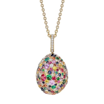 Fabergé Emotion 18ct Yellow Gold Multicoloured Gemstone Egg Pendant