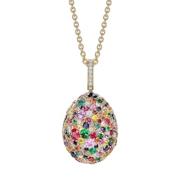 37280262 - Emotion 18ct Yellow Gold Multicoloured Gemstone Egg Pendant
