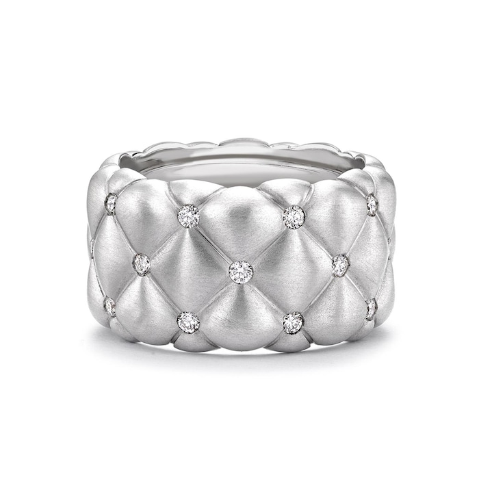 Fabergé Treillage Brushed 18ct White Gold & 0.41ct Diamond Grande Ring