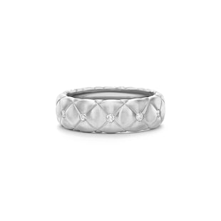 Fabergé Treillage Brushed 18ct White Gold & 0.18ct Diamond Ring