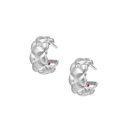 37280268 - Treillage Brushed 18ct White Gold 0.25ct Diamond Hoop Earrings