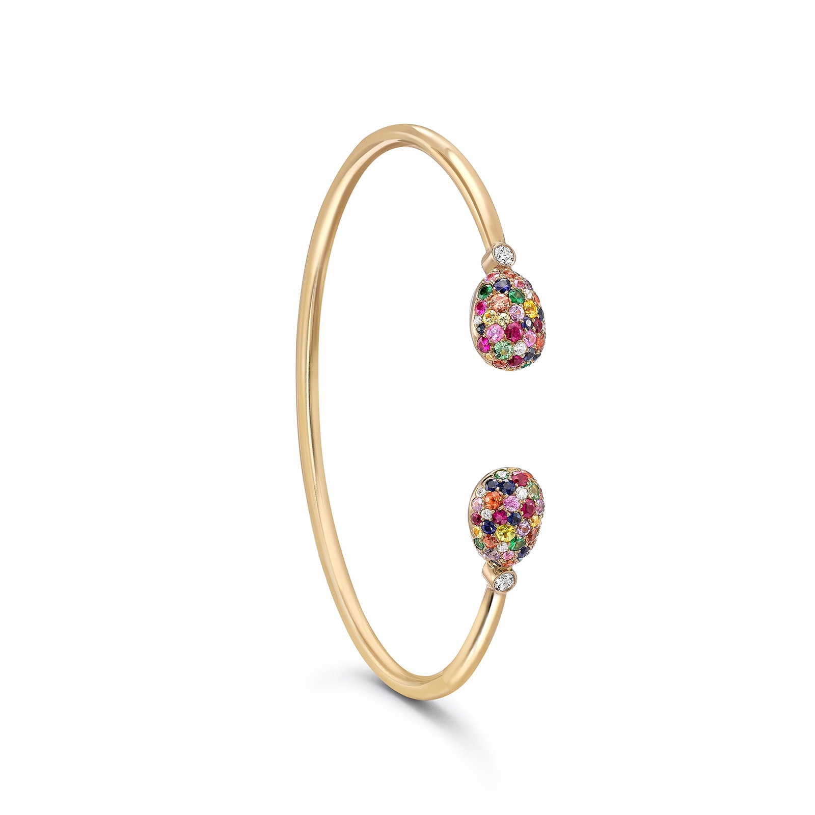 Fabergé Emotion 18ct Yellow Gold Multicoloured Gemstone Open Set Bangle