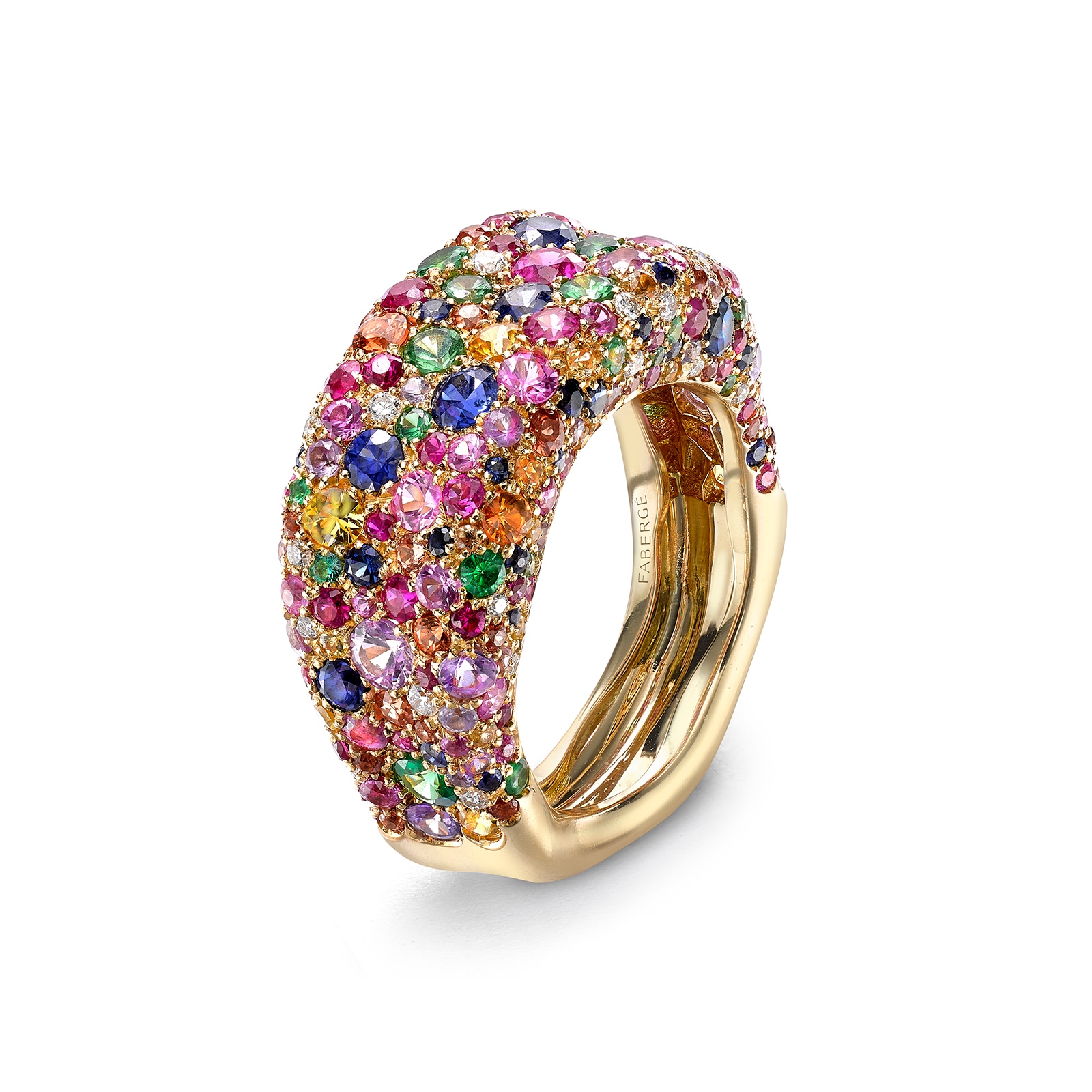 Fabergé Emotion 18ct Yellow Gold Multicoloured Gemstone Petit Ring