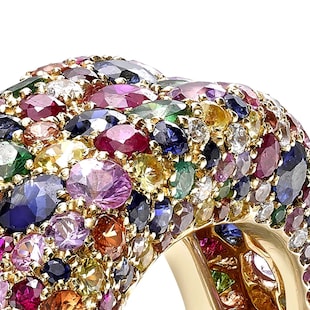 Fabergé Emotion 18ct Yellow Gold Multicoloured Gemstone Petit Ring