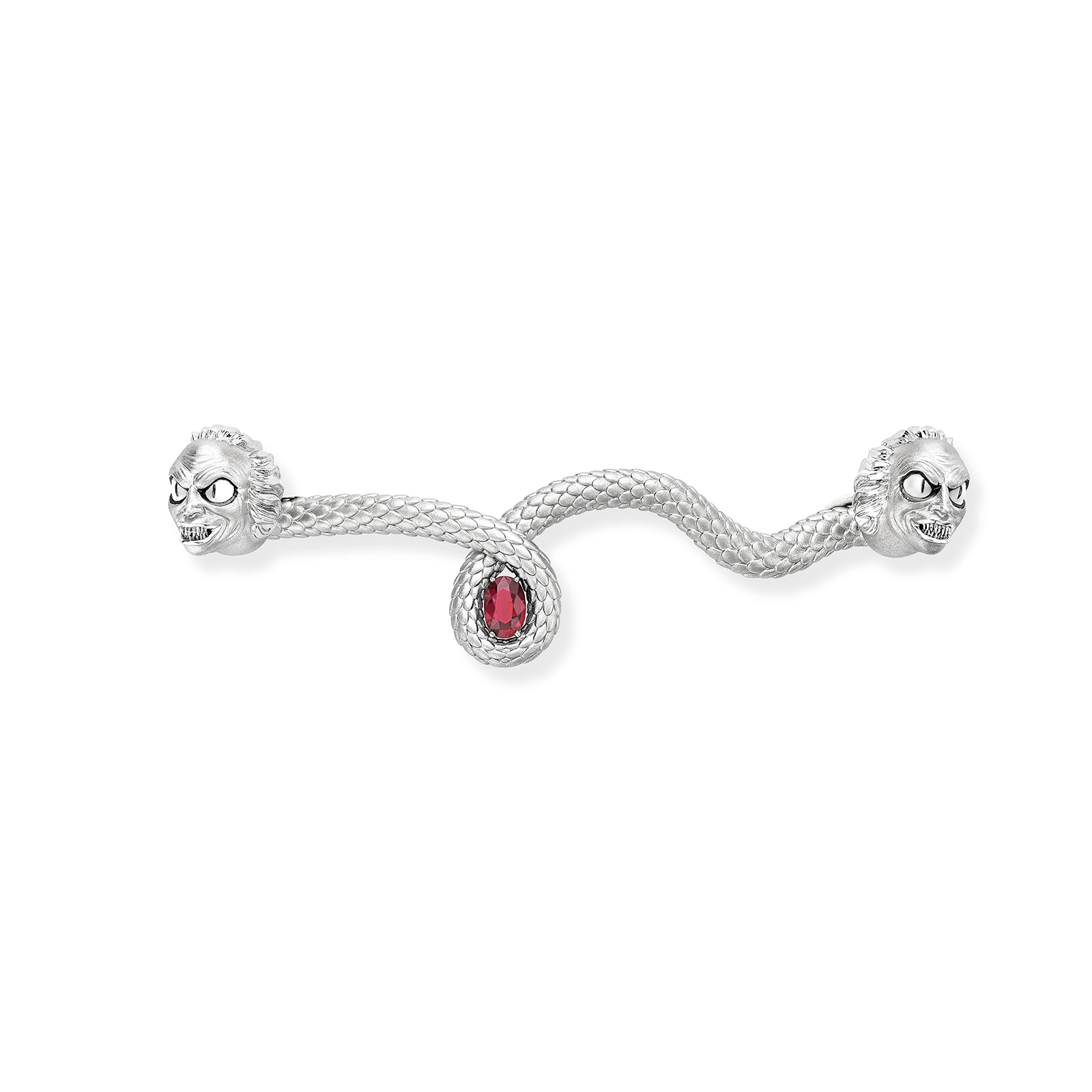 Beetlejuice 18ct White Gold & Ruby Twisted Headworm Collar Bar