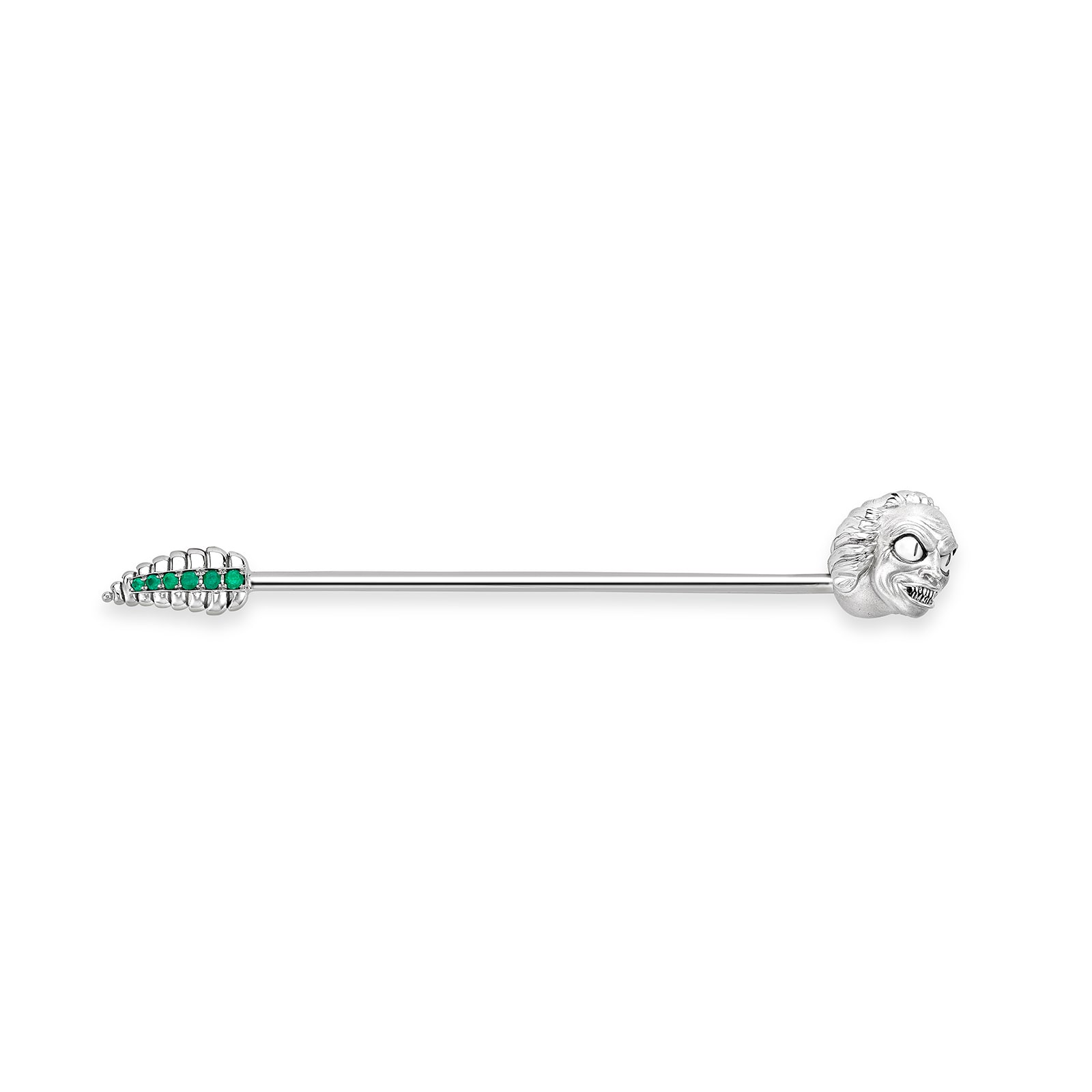 Beetlejuice 18ct White Gold & Emerald Straight Headworm Collar Bar