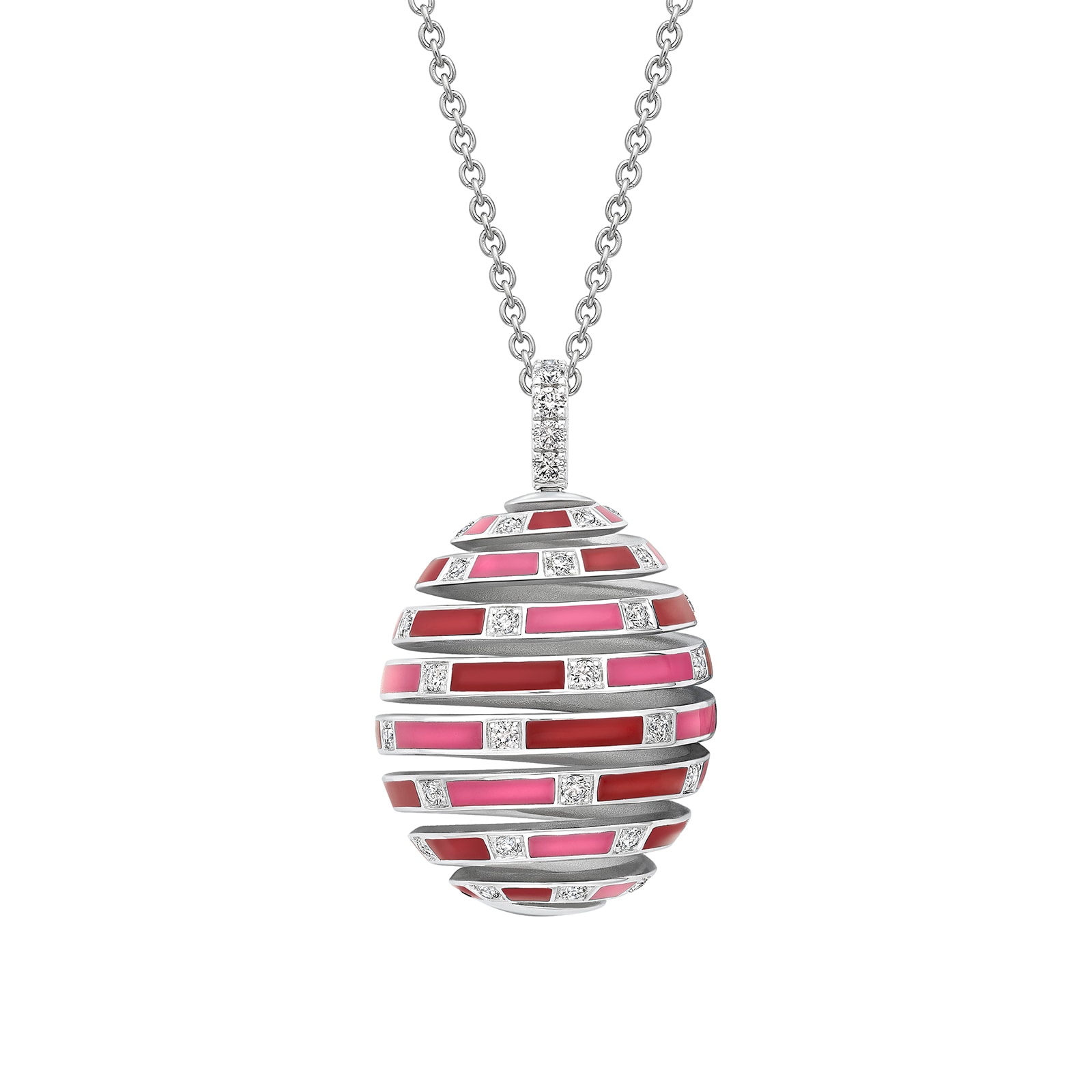 Fabergé Beetlejuice 18ct White Gold Ruby & Diamond Spiral Pendant