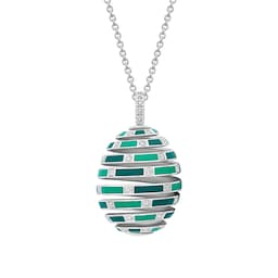 37280307 - Beetlejuice 18ct White Gold Emerald & Diamond Spiral Pendant